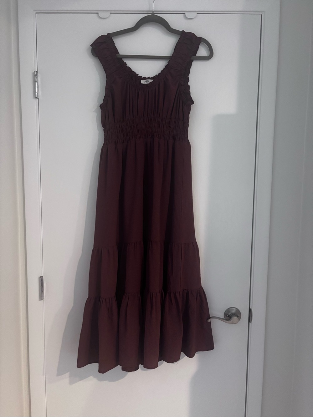 entro Smocked Tiered Maxi Dress - Brown